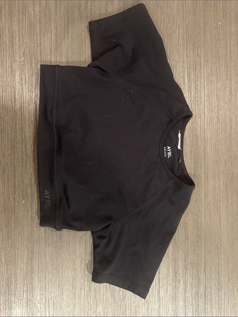 AYBL Black Short-Sleeve Cropped Tee with White Logo